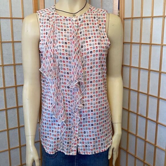 3/$20 Gap Sleeveless Top with sheer butterfly ruffle - Picture 1 of 8